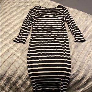 Torrid black white striped 3/4 sleeve dress size 2
